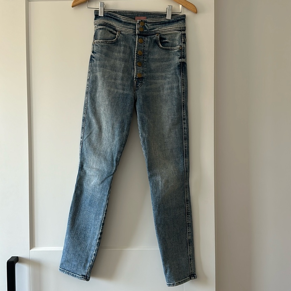 MOTHER The Swooner Snapped Ankle Jeans Bonfire Lighting  26